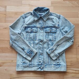 Abercrombie& Fitch Denim Jacket Womens Blue Trucker Distressed Acid Wash, Medium